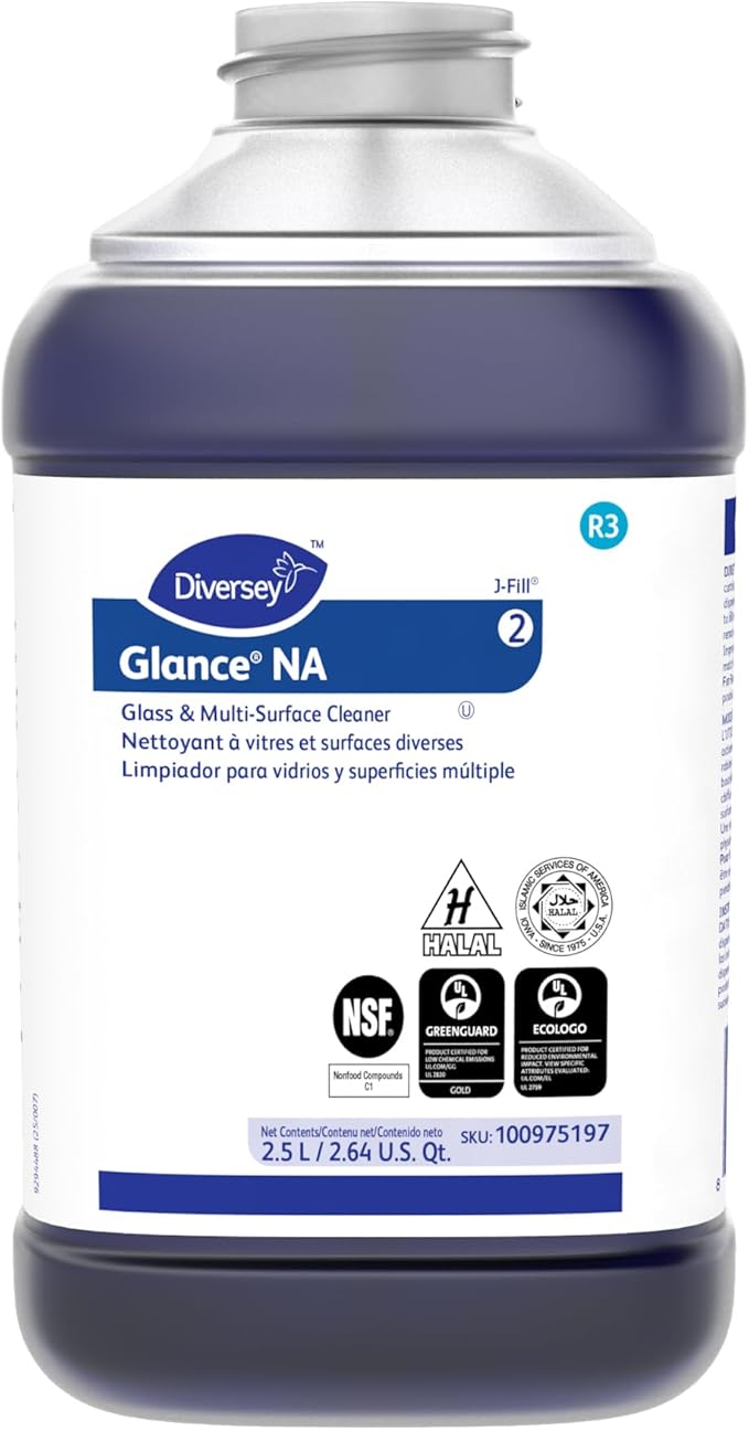 Glance 100975197 Non-Ammoniated Glass & Multi-Surface Cleaner, for Streak Free Windows, JFill Concentrate, 2.5-Liter (Pack of 2)