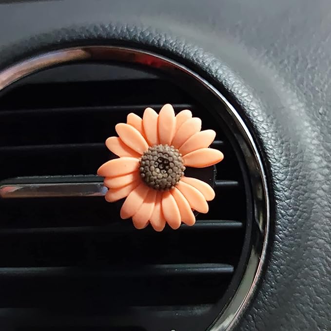 2 Pieces Daisy Flower Air Vent Clip Cute Car Air Freshener Clip Boho Car Air Outlet Decorations Charm Car Inter Decor Accessories for Girls Women