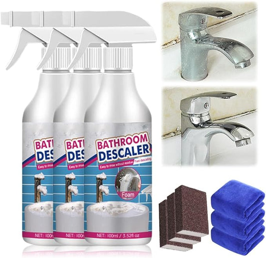Stubborn Stains Cleaner, 2025 Upgrade Bathroom Descaler Cleaner Multipurpose Bathroom Foam Cleaner, Bathrooms Descaler Spray Limescale Cleaner for Bathtub Sink Glass Tiles (3PCS)