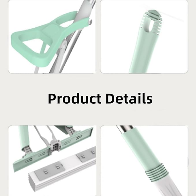 Floor Mop, Microfibre Flat Mop with Integrated Wringing System, Wet Dry and Dust Mop for Hardwood, Laminate & Tile,Stainless Steel Handle and Extension ( Color : Green , Size : 3 pieces of cloth )