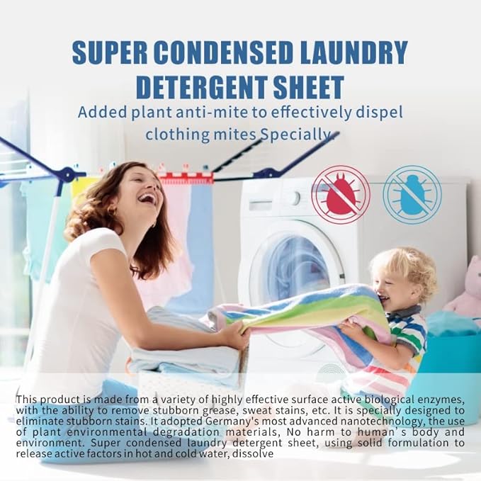 Laundry Detergent Sheets - Family Pak up to 100 loads (50 sheets) - Lavender - Powerful/Hypoallergic/Eco-friendly/Biodegradable