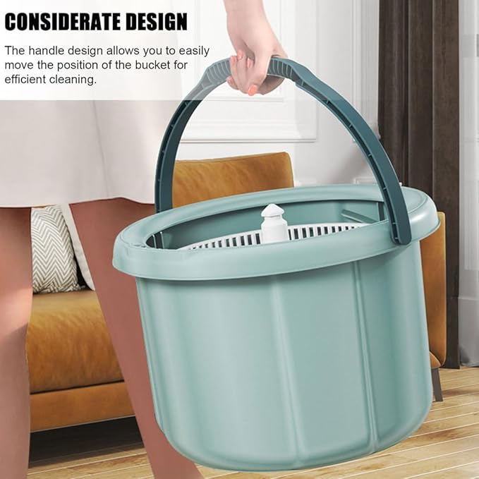 Spin Mop and Bucket Set with Wringer and 2 Extra Microfiber Heads for Floor Cleaning, Hand-Free Floor Cleaning Tools for Hardwood, Wood, Tile, Laminate