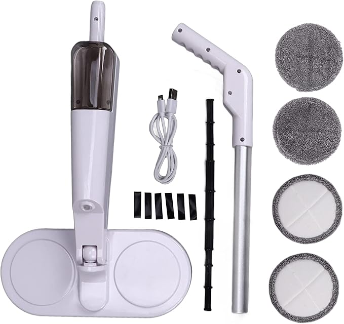 Cordless Electric Mop, Spin Mop Polisher with Water Tank Replaceable Cloth, Dry and Wet Up to 60 Mins Convenient Detachable Handheld Unit 2000mAh Steam Cleaner Designed for Hard Floors