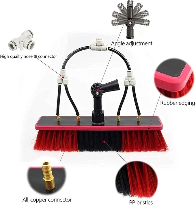 Water Fed Pole Kit, 12Ft-36Ft Length Water Fed Brush, Outdoor Window Glass Cleaner Solar Panel Cleaner Extendable Telescopic Pole Water Fed Brush Spray Washer Pole Kit,36