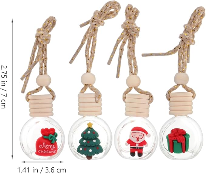 Mobestech 16 Pcs Car Aromatherapy Pendant Car Air Freshener Christmas Accessories Diffuser Bottles Air Freshener Diffuser Hanging Ornament Essential Oil er Wooden