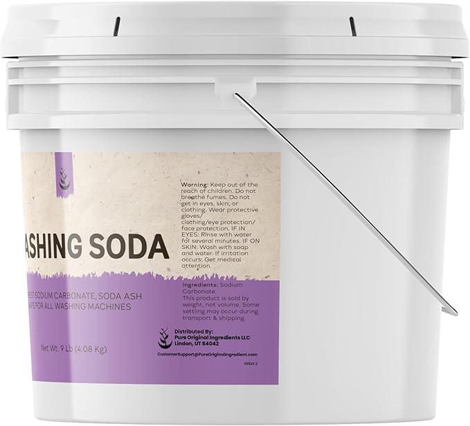 PURE ORIGINAL INGREDIENTS Natural Washing Soda (1 Gallon) Sodium Carbonate, Stain Remover, Water Softener, Multi-Purpose Cleaner
