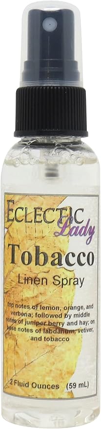 Tobacco Linen Spray (Double Strength), 2 ounces - Eclectic Lady Sheet and Linen Spray - No Artificial Colors, Parabens, or Preservatives - Long-Lasting Scent for Bed, Fabric & Pillow