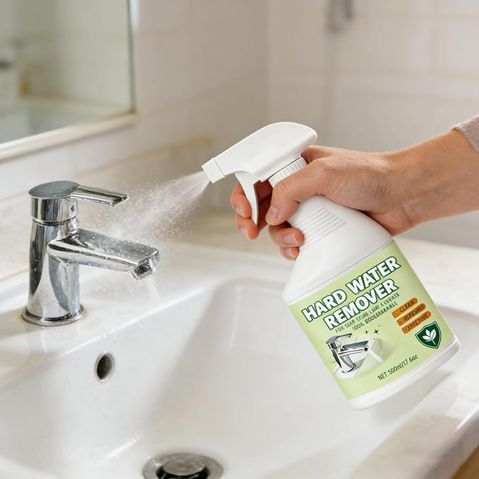 Hard Water Stain Remover, Shower Glass Cleaner Soap Scum Remover, Limescale Buildup Remover All-Purpose Bathroom Cleaner, for Glass, Shower Doors, Tiles, Toilet, Tub, Sink & Water Pipes (1PC)