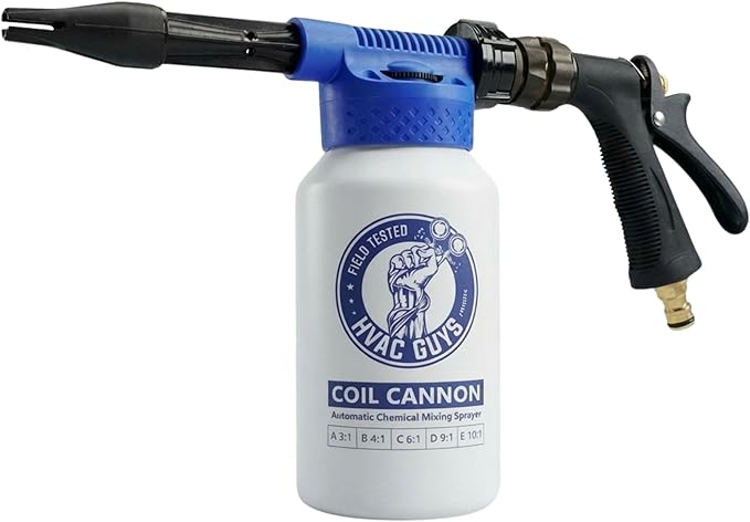 Coil Cannon | AC Coil Cleaner Automatic Foaming Mixing Sprayer | Compatible with All Cleaners & Chemicals | 5 Dilution Ratios
