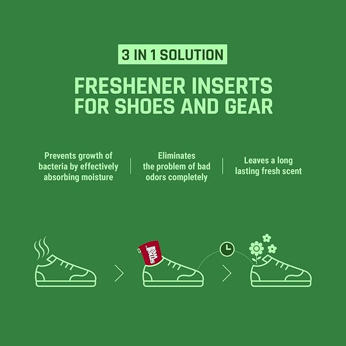 SmellWell - Scented Shoe Deodorizer Inserts - Odor Eliminators - Activated Bamboo Charcoal + Minerals - Natural Freshenes for shoes, bags, gloves - 2 x 1.8oz Original Size Camo Green