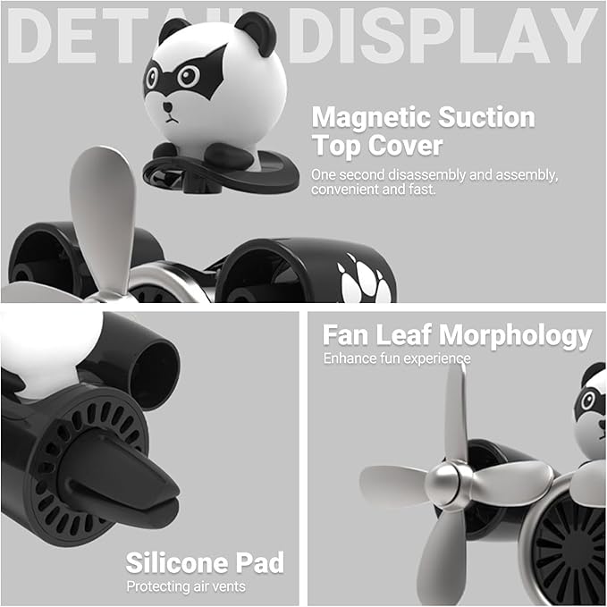 Car Air Freshener Pilot Twin Rotating Propeller, Cute Auto Fan Diffuser Air Outlet Car Vent Clip Fresheners, in-vehicle Fun Rotating Accessories Automotive Air Fresheners Decoration