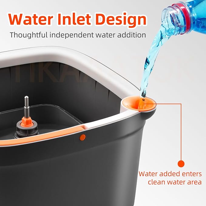 Spin Mop and Bucket Set with Self Separation Dirty and Clean Water System, Square Mop Bucket Self Wringing 360° Rotating Clean Floor Mop-Head for Hardwood Tile Marble Floors