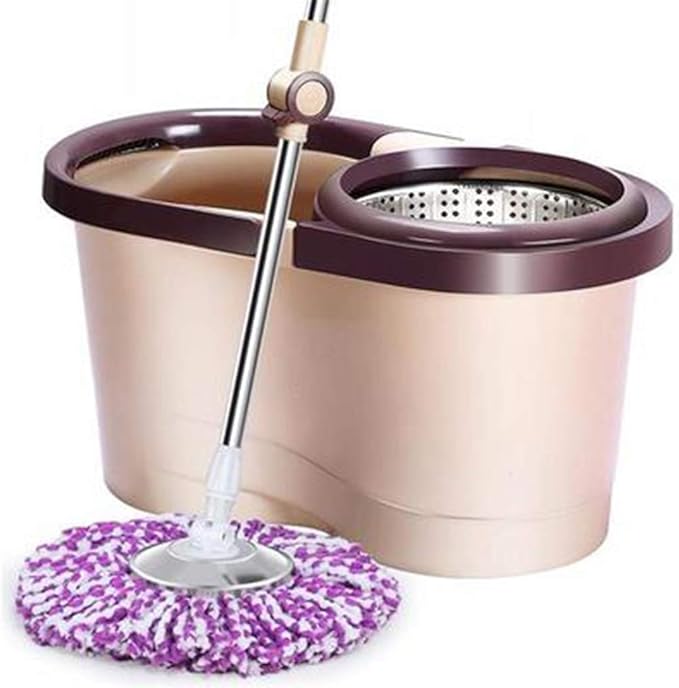 Spin Mop Wringer Bucket Set - for Home Kitchen Floor Cleaning - Wet/Dry Usage on Hardwood & Tile - Upgraded Self-Balanced Easy(Gray)
