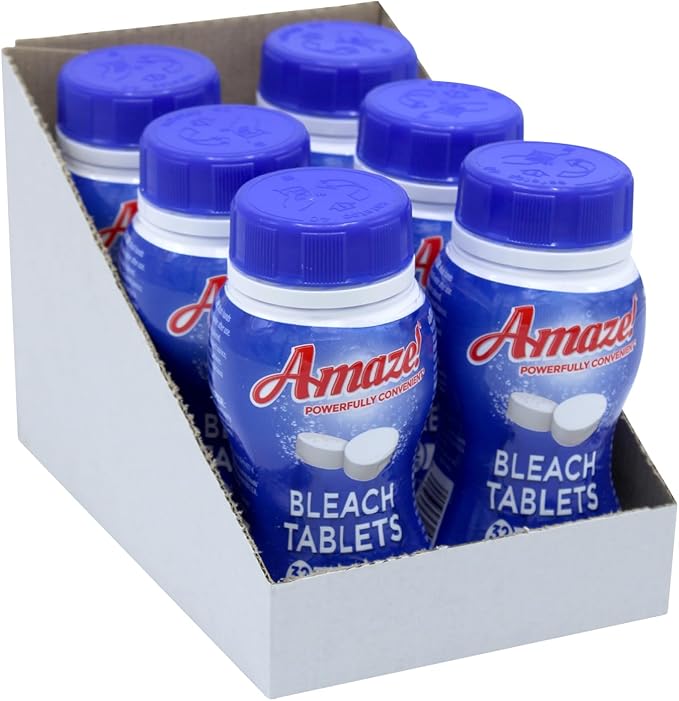 AMAZE Ultra Concentrated Bleach Tablets [6 bottles] - Original Scent - for Laundry, Toilet, and Multipurpose Home Cleaning. No Splash Liquid Bleach Alternative
