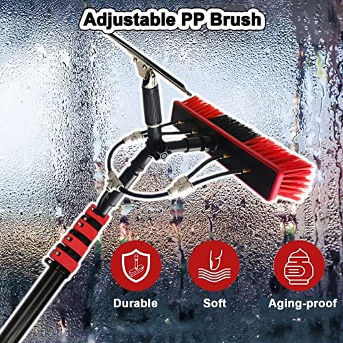 Glass Cleaning Brush Home Water Fed Telescopic Pole Kit Solar Panel Brush Rotating for Photovoltaic Panel，Extendable Telescopic Window Cleaning Pole Kit 4M-12M (18FT-36FT) with Water Fed Bru