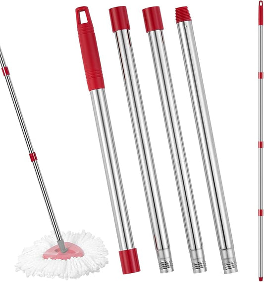 Spin Mop Replacement Handle Compatible with O Cedar Mop Replace Head Base, 4-Section 2.5-to-5 Foot Mop Stick, Germany Screw (Mop Base&Refill not Included)