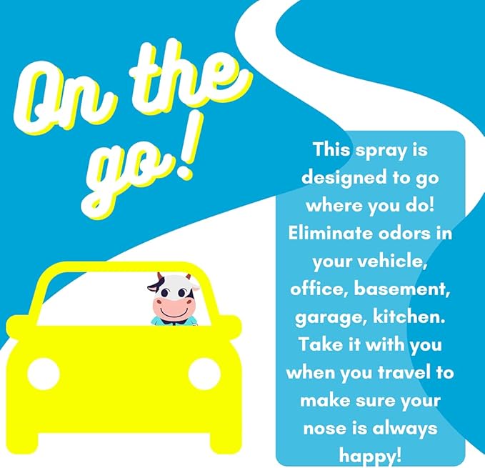 Happy Nose! Natural Plant-Based Air Freshener, Odor Neutralizer Spray for Home, Work, Pets, Vehicle, Smoke, Sports Equipment (Ollie's Ocean Breeze, 4 Pack)