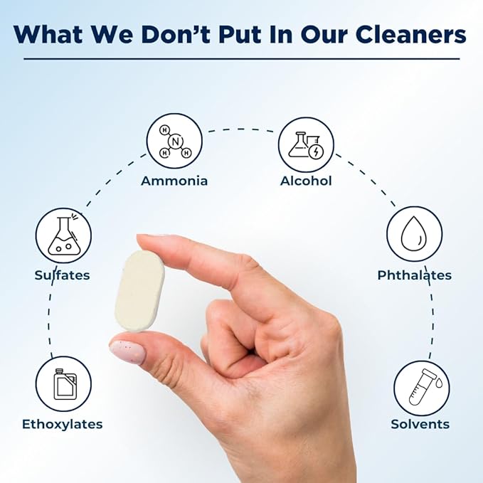 Glass Cleaner Refill Tablets | Plant-Based Streak-Free Window & Mirror Cleaner | Non-Toxic & Eco-Friendly Cleaning Solution | Plastic-Free Packaging | Ocean Mist - Pack of 2