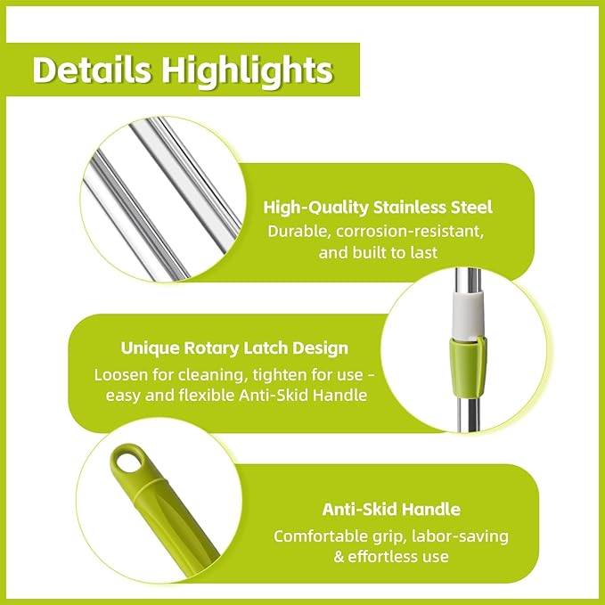Spin Mop Replacement Handle 360 Degree Spin Mop Pole Handle Replacement Rotating Telescopic Stick for Mop Head, Ideal for Home and Household Cleaning