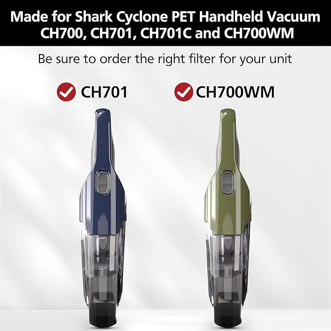 6 Pack CH701 Vacuum Filter Replacement Compatible with Shark Cyclone PET Handheld Vacuum CH700, CH701, CH701C and CH700WM, Compare to Part# XDCFCH700