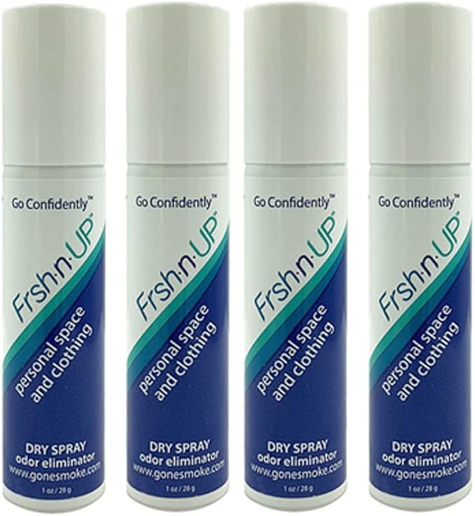 Frsh N Up Hair And Clothing Dry Spray Odor Eliminator, Air Freshenr Fabric Hair Carpets (1 Oz) 4 Pack