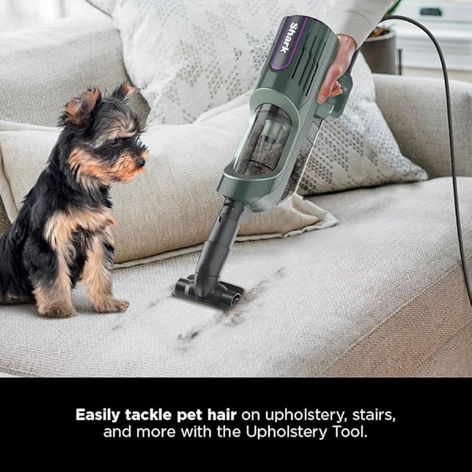 Shark Detect Ultralight Corded Stick Vacuum with Direction Detect and Self-Cleaning Brushroll, Powerful Hair Pickup, Ultra-Lightweight, Crevice & Upholstery Tool Included, Evergreen, HZ752