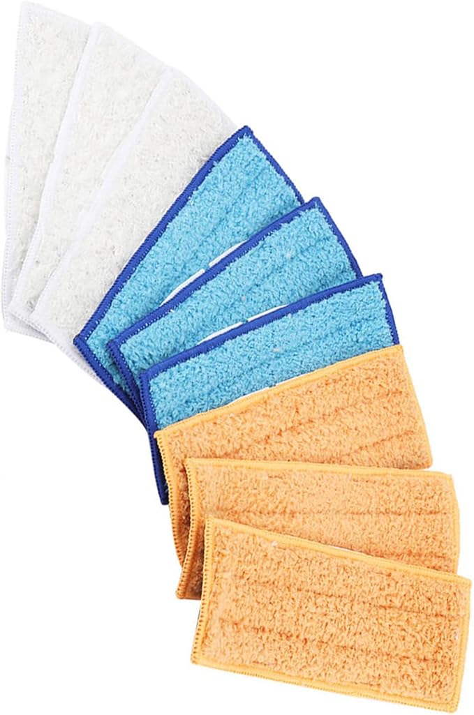 Microfiber Spray Water Mop Pads Washable Reusable Replacement Mop Heads for Flat Spray Mops Odor Eliminating Dust Trapping Set of 9 White Orange Blue