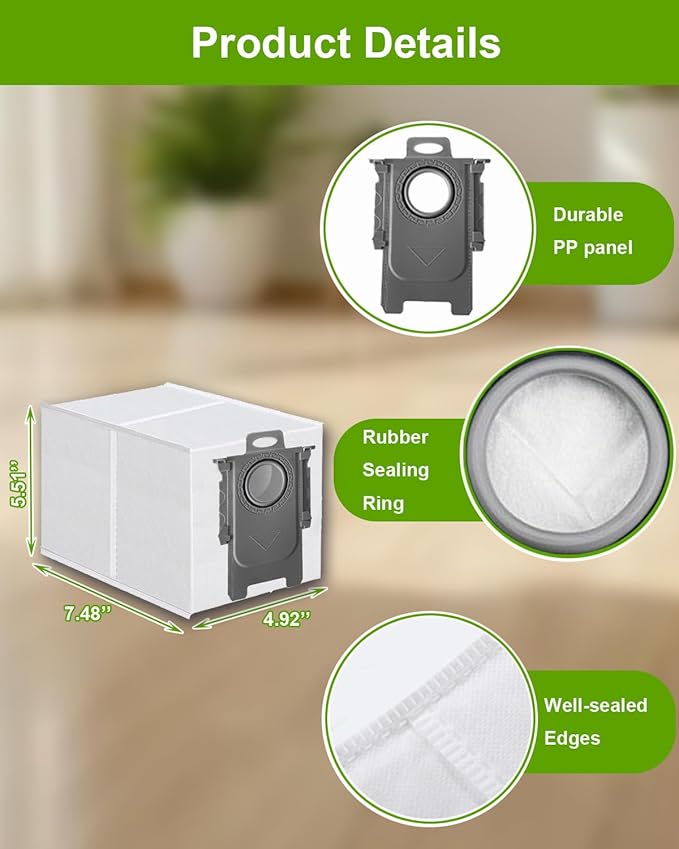ApexOne 14 Packs Dust Bags for Roborock Saros 10/ 10R, Q Revo, Qrevo S/Slim, S8 MaxV Ultra, S8 Max Ultra, Qrevo MaxV/Pro/Curv/Curv S5X/ Edge/Edge S5A Robot Vacuum Cleaner, 3.2L Large Capacity