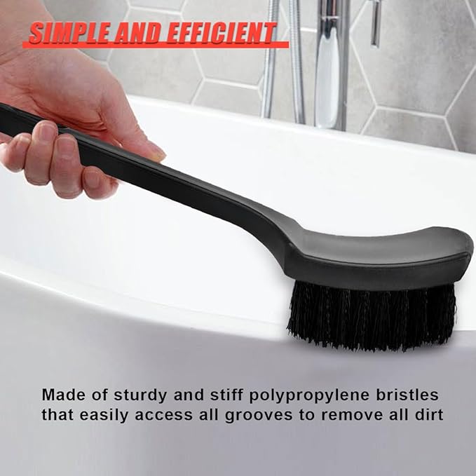 8.3×2.5 Inch Car Wash Brush, Soft Bristle Short Handle Carpet Cleaning Brush, Scrub Brush for Floor Mats, Tires, Automotive Wheel Bushes for Vehicle Interior & Home (Black)