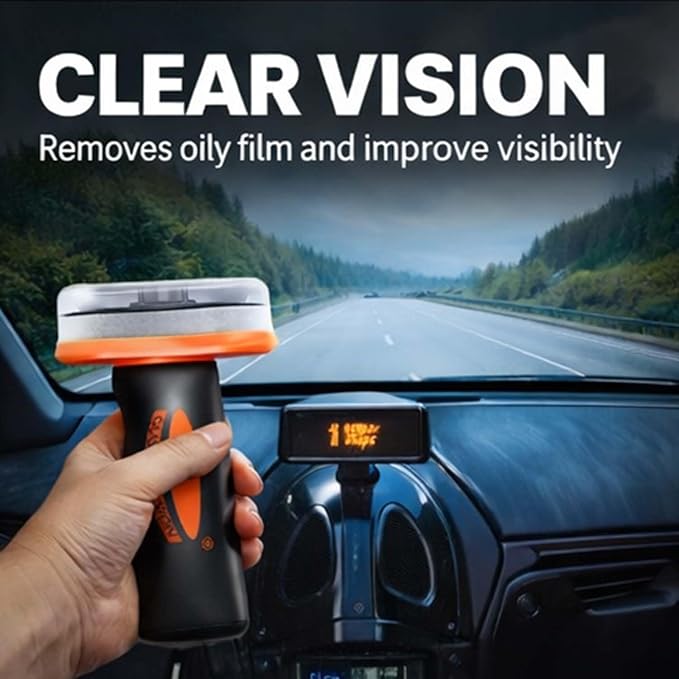 Glass Emulsion Cleaner, Handheld Glass Oil Film Remover,Multi‑Surface Oil Film Cleaning Brush For Auto & Household Glass. (1PCS)