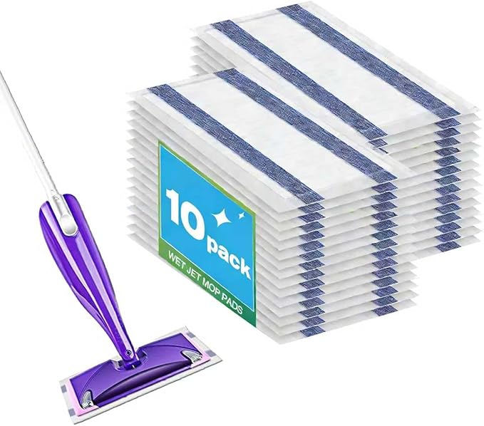 10 Mopping Pad Refill for Wet Jet Mop Pads, Disposable Multi Surface Wetjet Hardwood Floor Cleaner Spray Mop Pads Refills