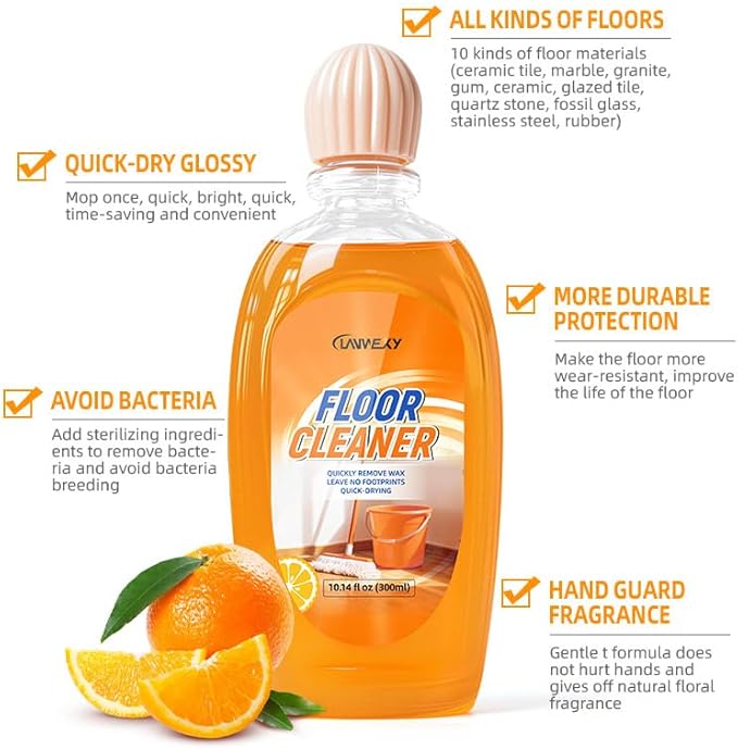 Upgraded Enzyme Floor Cleaner, Fast Drying Mop Soap, Acid-Free Formula, Wood Tile Laminate Marble Shower Bathroom Floor Cleaning Solution (1 bottle【trial pack】)