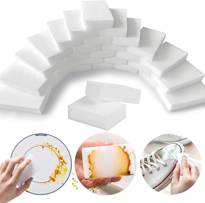 Magic Sponge Eraser, 50 Pack Melamine Sponge Sheets Foam in Bulk, All-Purpose Large Kitchen Dish Cleaning Pads, White Nano Scrub Non-Scratch Cleaner for Household, Bathroom, Wall