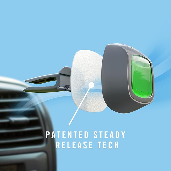 Febreze Car Air Freshener Vent Clip Platinum Ice Scent, .07 oz. Car Vent Clips, Pack of 3 and Stay-Fresh Storage Case