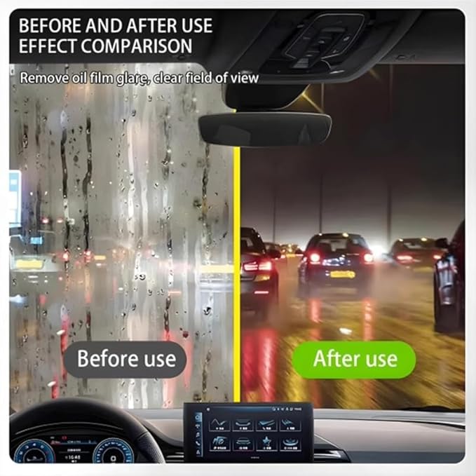 Clear Vision Glass Cleaner, 2025 Upgrade 2.0 ClearVision Glass Cleaner, Oil Free Car Glass Brush,Reusable Prevents Rain and Fog Glass Brush，Removes Oil Film & Grime in Seconds(3set)