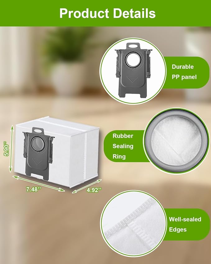 ApexOne 22 Packs Vacuum Dust Bags for Roborock S8 Pro Ultra/ S8+/ S7 Max Ultra/ S7 MaxV Ultra/ Q5+/ Q7+/ Q7 Max+/ Q5 Pro+/ Q8 Max+ Clean Base Automatic Dirt Disposal Cleaners, 3L Large Capacity