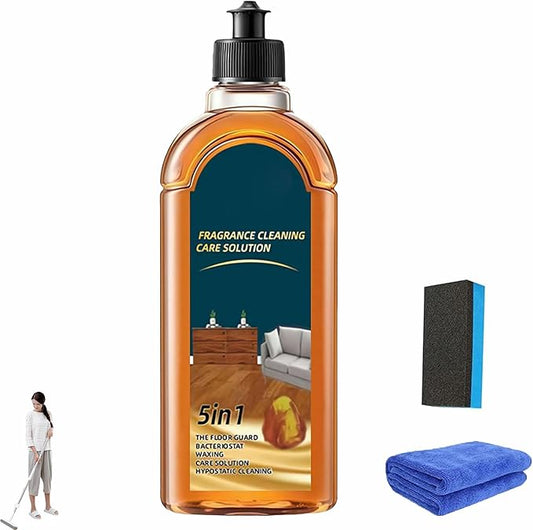 5 in 1 Floor Cleaner, Stain & Odor Remover Floor Cleaner, 2025 New Fragrance Cleaning Care Solution, Power Clean Multi-Surface Floor Cleaner for Solid Wood Floor (Brown 1pcs)