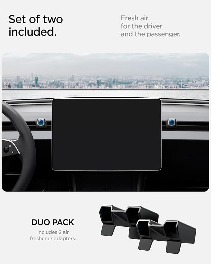 Spigen Air Freshener Adapter (2 Pack) for Tesla Model Y Juniper (Standard, Premium & Performance 2025/26) and Model 3 Highland (Standard, Premium & Performance 2024/25/26) (Air Freshener NOT Included)