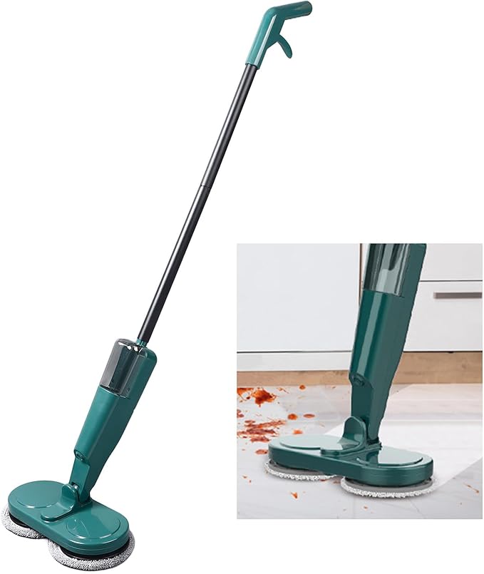 Electric Mop for Floor Cleaning,Floor Daily Light Cleaning,Rechargeable Lightweight Cordless Electric Mop with Water Sprayer for Hardwood Tile Marble Floors(Green)