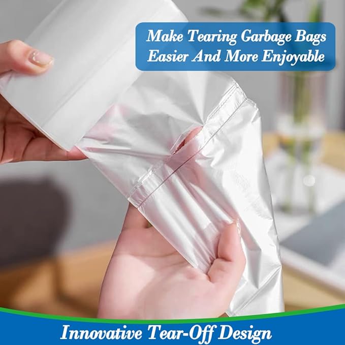 Hommaly 5 Gallon 212pcs Small Clear Trash Bags Strong Clear Garbage Bags, Bathroom Trash Can Bin Liners, Plastic Bags for Office, Waste Basket Liner, 4,4.5,5Gal(5G212-Clear)