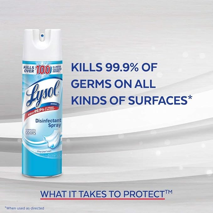 Lysol Disinfectant Spray, Crisp Linen, 19 Ounce (Pack of 12)