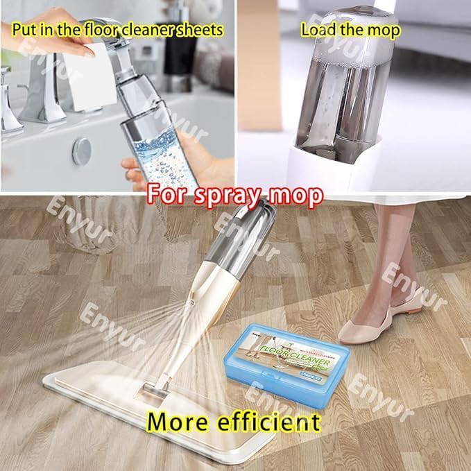 Floor Cleaner Sheets for Mopping - Concentrated Multi-Surface Cleaner in a sheet form, Multifunction Cleaning Sheets. Portable box holds 32 Sheets x 3 = 96 Sheets