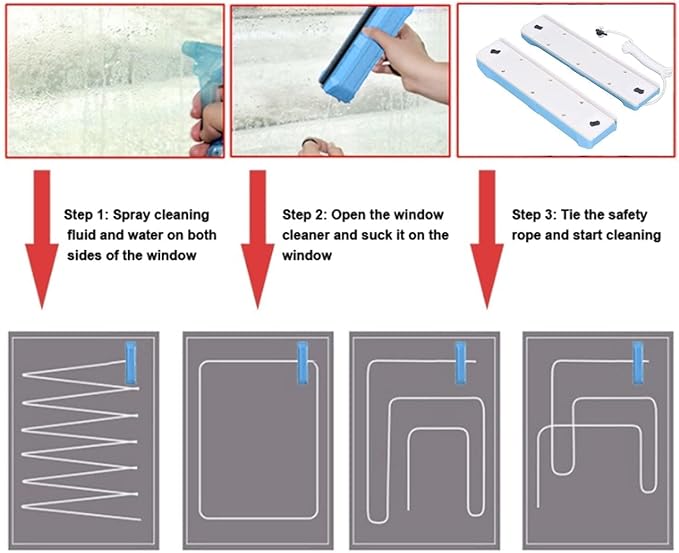 Magnetic Window Cleaner, Double-Sided Glider Glass Washing Wiper, Prevent Falling Glass Cleaning Brush Tool for Indoor Outdoor High Floors