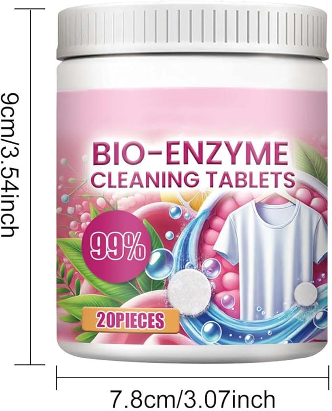 Multi-Functional Bio-Enzyme Cleaning Tablets,Dissolve Concentrated Cleaning Tablets,Bio Enzyme Explosive Salt,Barrel Large Capacity,Bleach Tablets for Laundry Kitchen Clothes (3pcs)