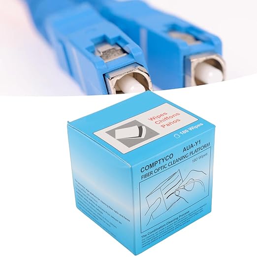 Fiber Optic Wipes, 150Pcs Fiber Optic Connector Cleaner Easy Tearing Both Wet and Dry Use Optical Fiber and Face Dust Paper with Rubber Pad