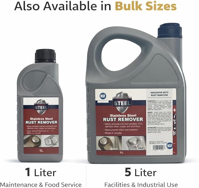 Stainless Steel Rust Remover – NSF Approved Non-Toxic Rust Stain Remover for Stainless Steel Appliances, Sinks, Grills, Marine Hardware & Commercial Equipment (4 oz)