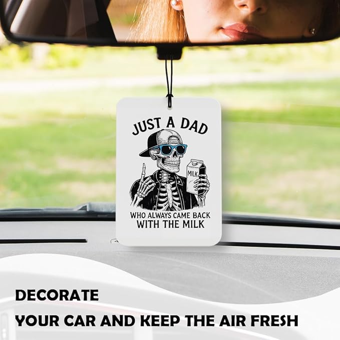 Funny Skeleton Dad Car Air Freshener 3 Pcs, Funny Gifts for Dad Husband Men Birthday Christmas Father's Day Air Freshener Hanging Decor for Cars Closet Drawer Books Accessories Gifts
