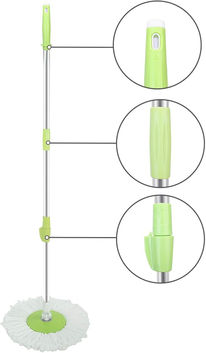 Mopping, BLL-19A 360° Microfiber Spin Mop with Bucket and Dual Mop Heads Self Wringing Spinning Mop Telescoping Handle Easy Universal for all venues Floor Floor Cleaning System for Home Kitchen Office
