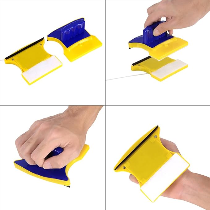 Double Sided Window Cleaner, Double-Sided Magnetic Window Cleaner with 2 Extra Cotton Pads – Easy to Use, Glass Wiper for Home and High-Rise Windows