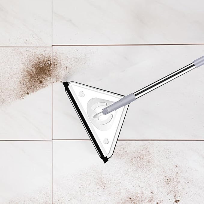 c,360 Degree Rotatable Microfiber Triangular Cleaning Mop Adjustable Spin Scrubber Tool,Triangle Cleaning Mop Multifunctional Telescopic Microfiber Clean Mop for Tub,Tile,Floor(A)
